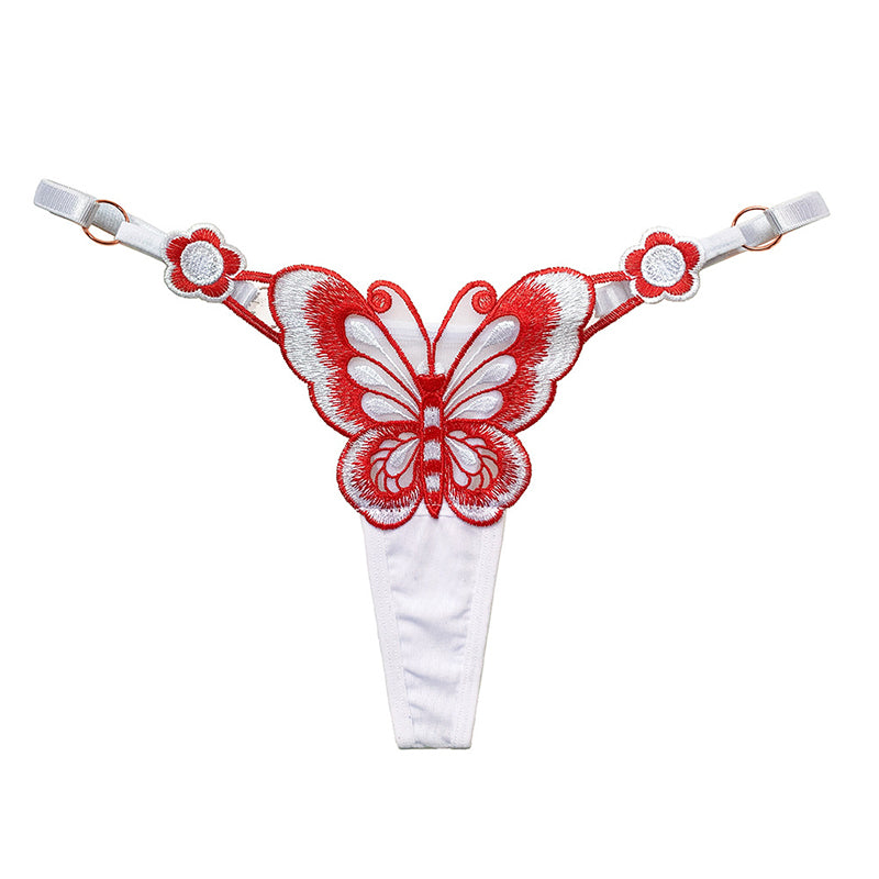 Butterfly embroidery thong