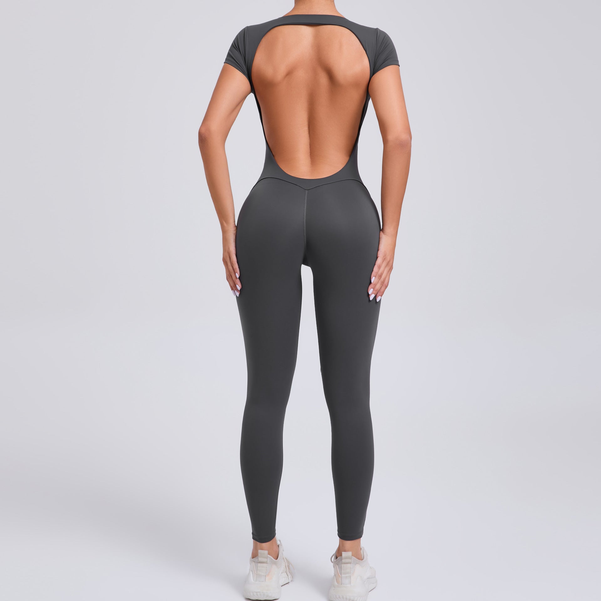 Women's Short Sleeve Backless Slim Fit Yoga Romper 89071
