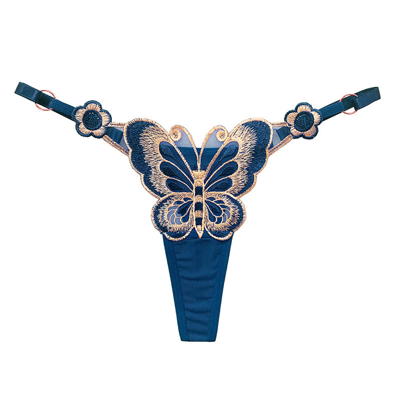 Butterfly embroidery thong