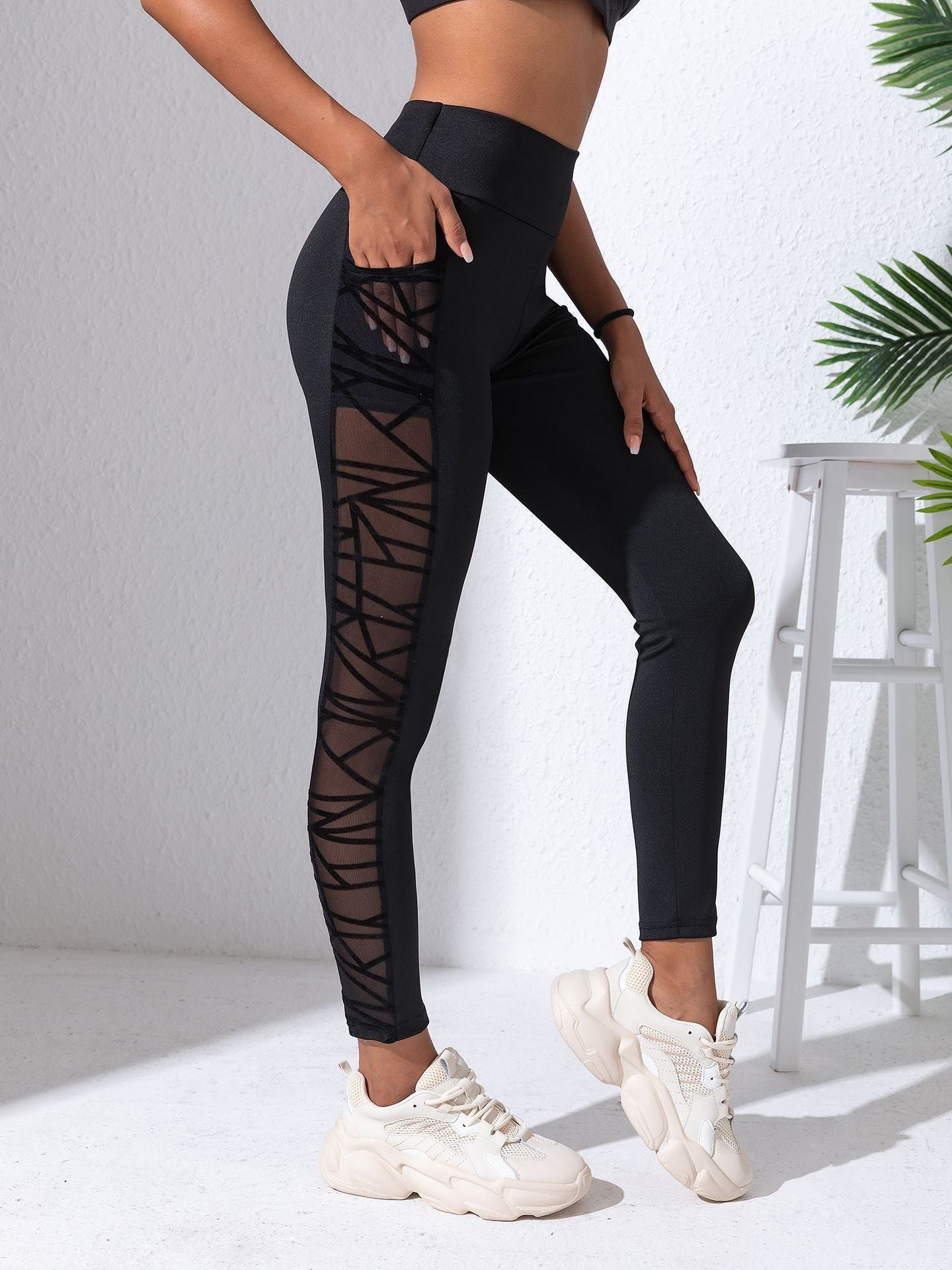 Women's High-Waist Color-Block Slim Fit Yoga Running Leggings