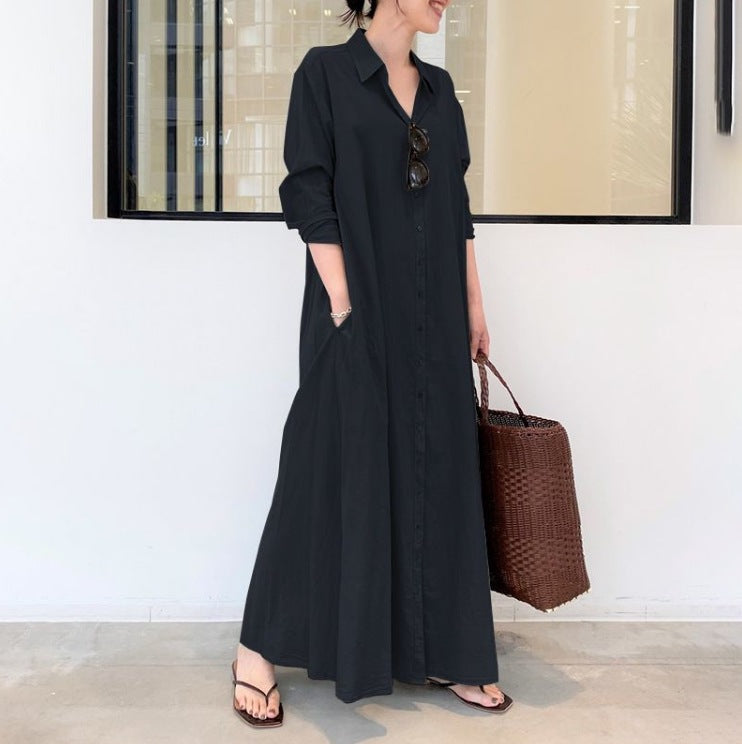 LunaEase™ Elegant Button Down Maxi Dress