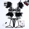 Feather chain lace transparent mesh underwear