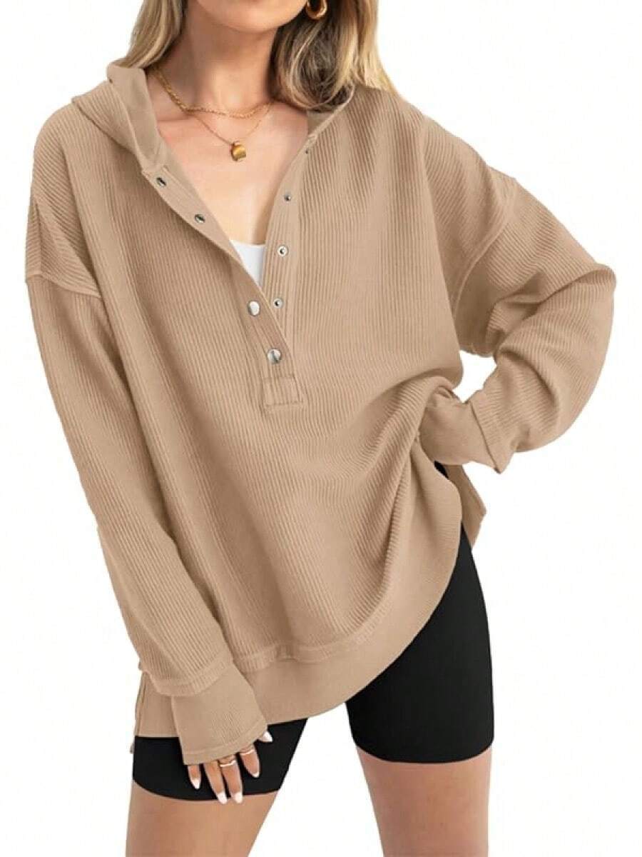 Women's Oversized V-Neck Pullover Sweatshirt