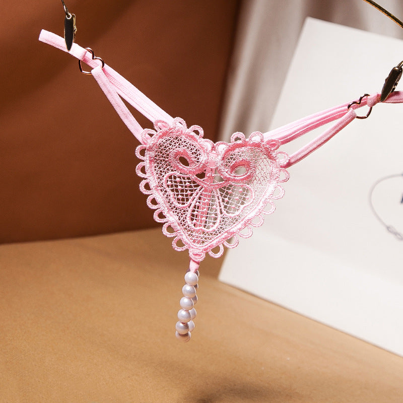 Pearl Heart Embellished Thong