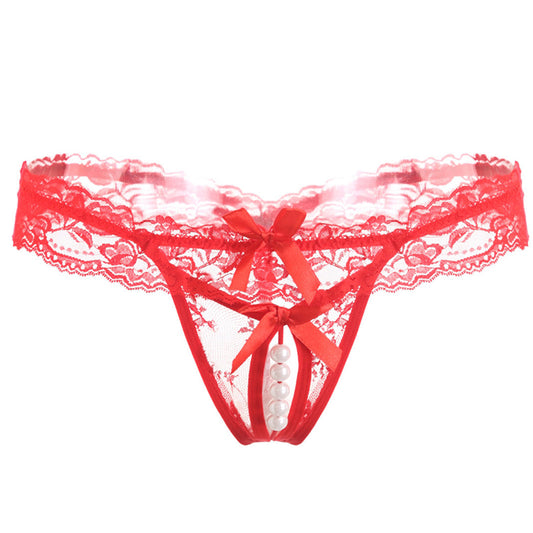 Lace low waist pearl massage panties