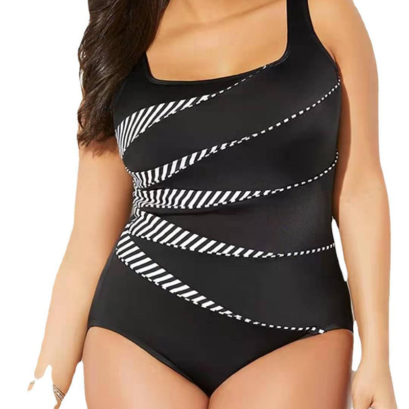 Large size printed beach hot spring swimsuit