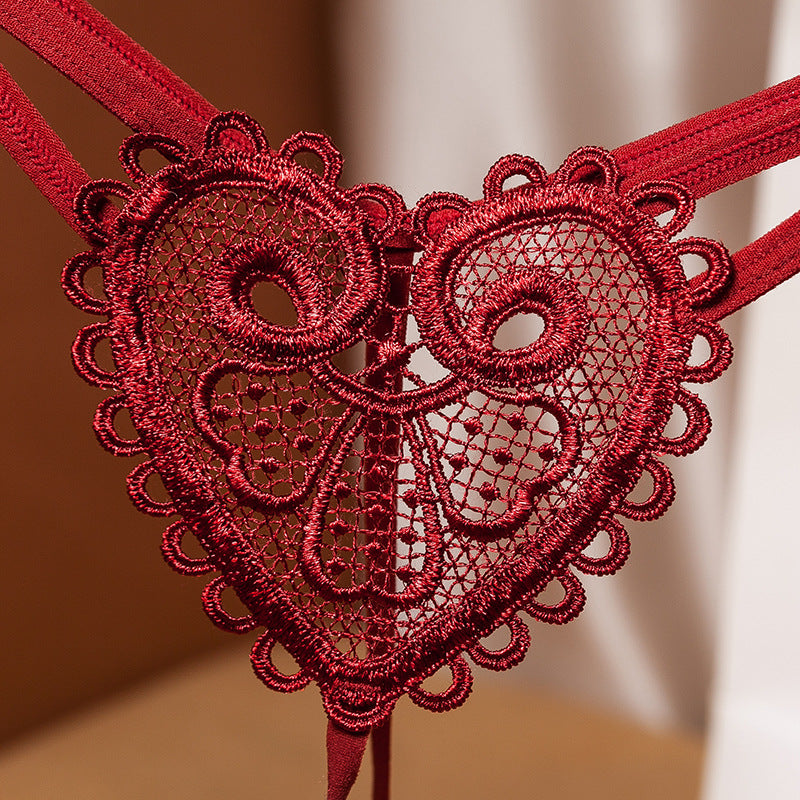 Pearl Heart Embellished Thong