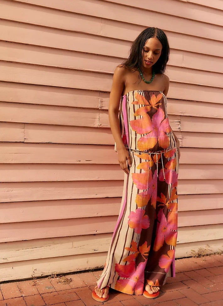 LunaFlow™ Boho Printed Wide Leg Jumpsuit