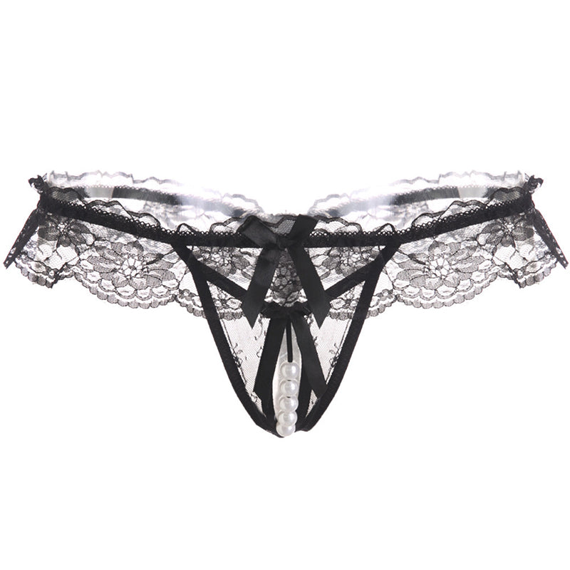 Lace low waist pearl massage panties