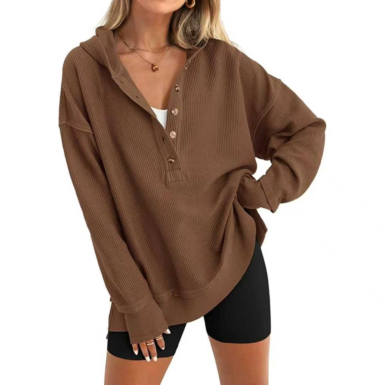 Women's Oversized V-Neck Pullover Sweatshirt