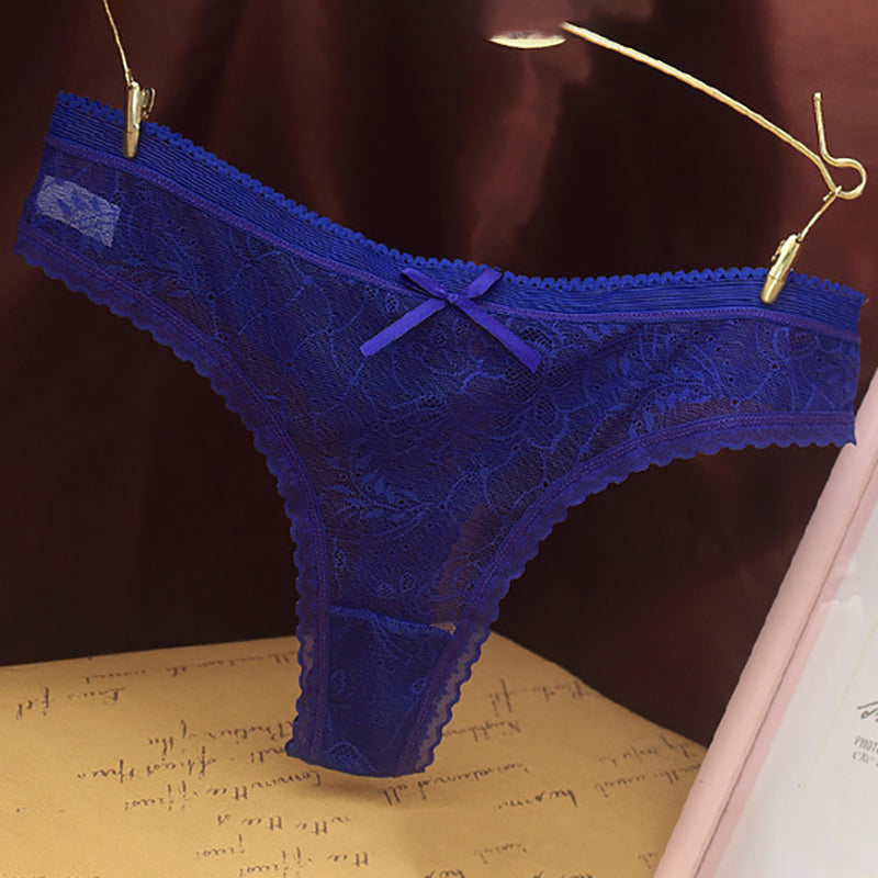 Lace transparent temptation bowknot panties
