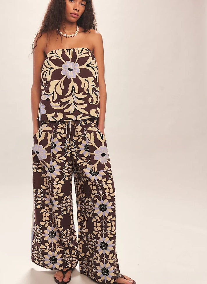 LunaFlow™ Boho Printed Wide Leg Jumpsuit