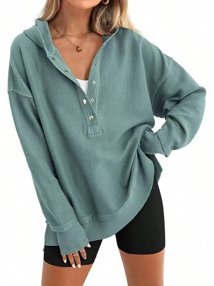 Women's Oversized V-Neck Pullover Sweatshirt