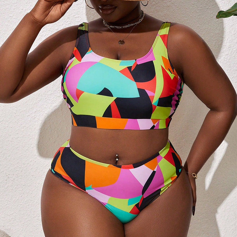 Printed Large Size Beach Swimsuit