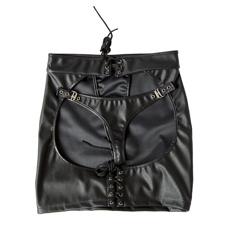 Patent leather hollow skirt