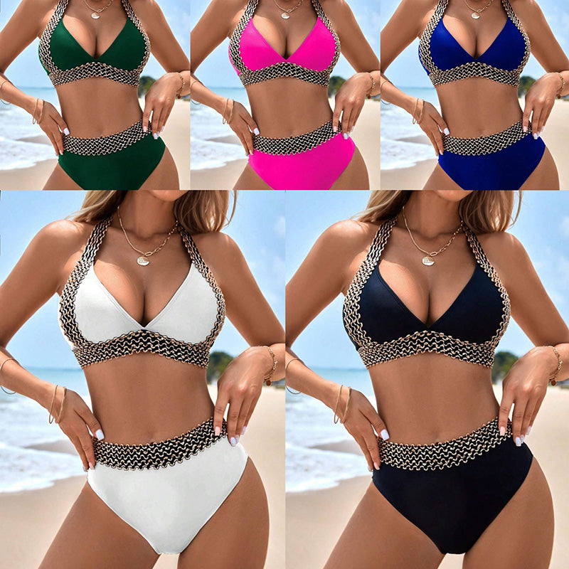 Striped high waist bikini