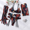 Printed Mesh Bra Set