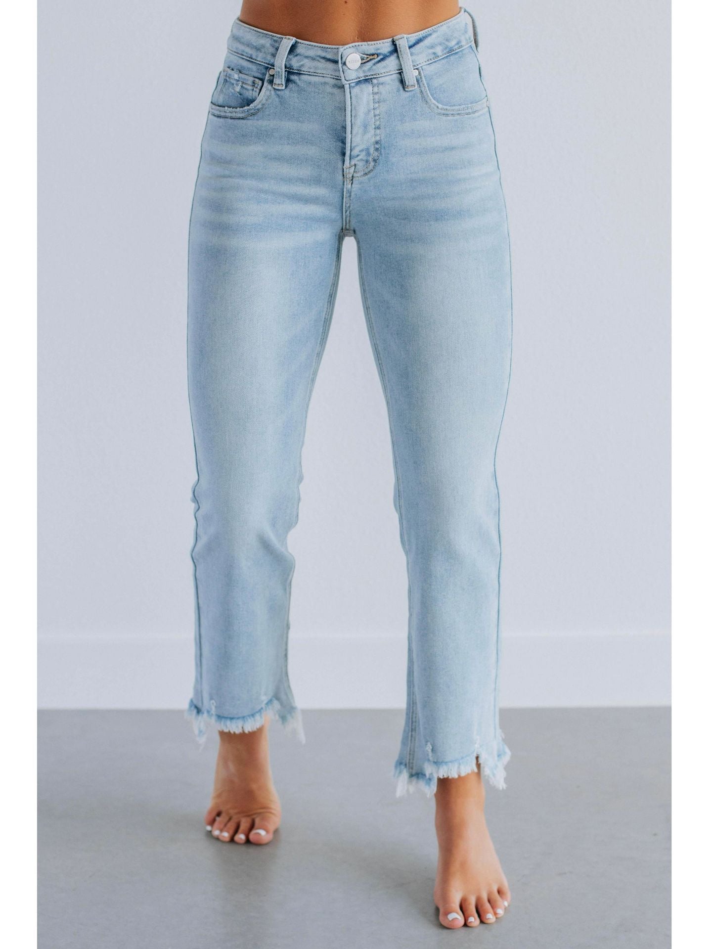 Women's High-Waist Distressed Flared Denim Cropped Jeans