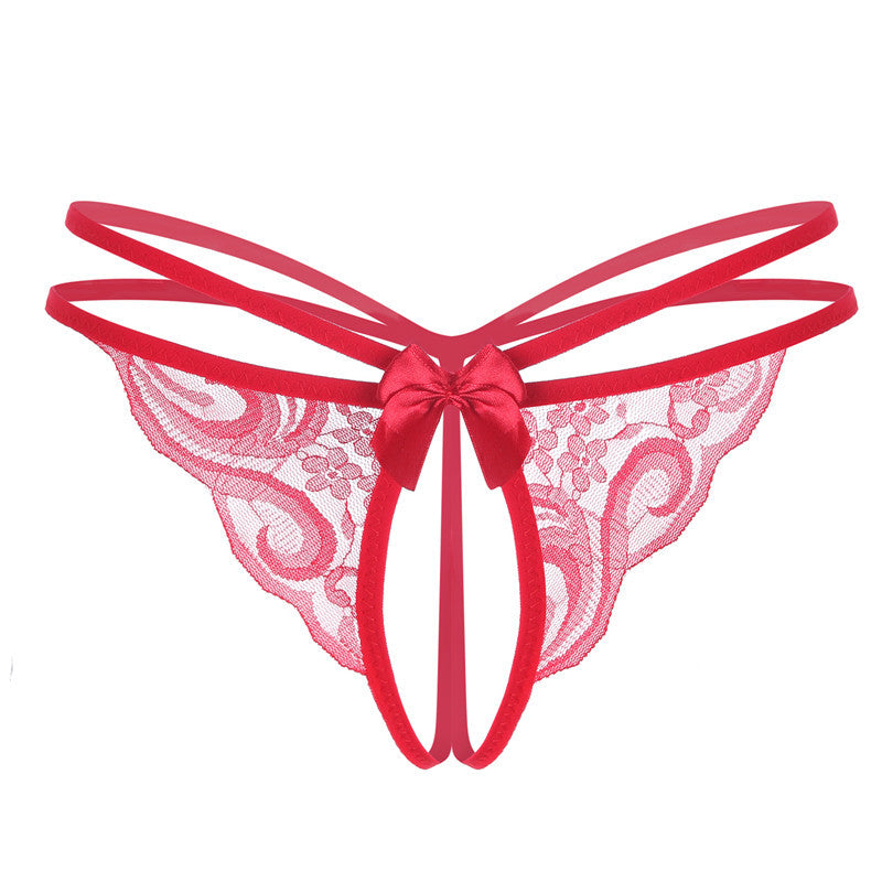 Lace transparent temptation open crotch free T pants