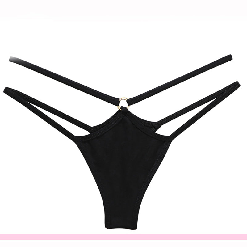 Low-rise thin belt cross-ring buckle T-pants