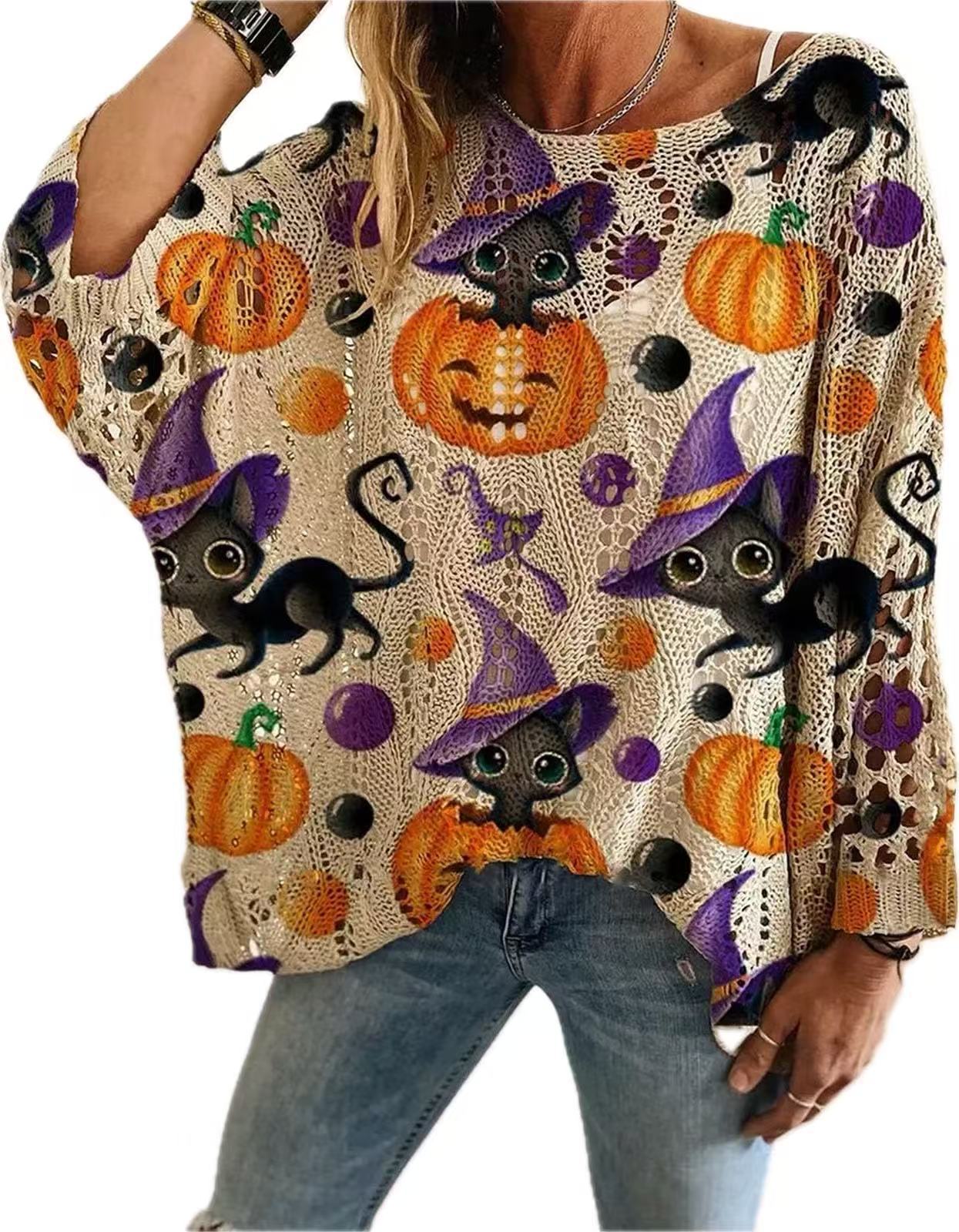 Women's Round Neck Long Sleeve Relaxed Fit Knit Pullover Sweater