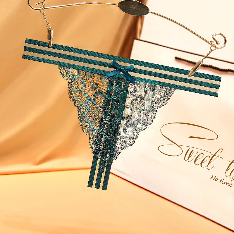 Striped See-Through Sexy Lace Thong
