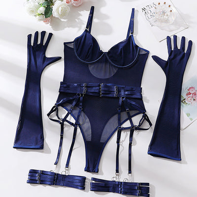 Sexy bodysuit with gloves set