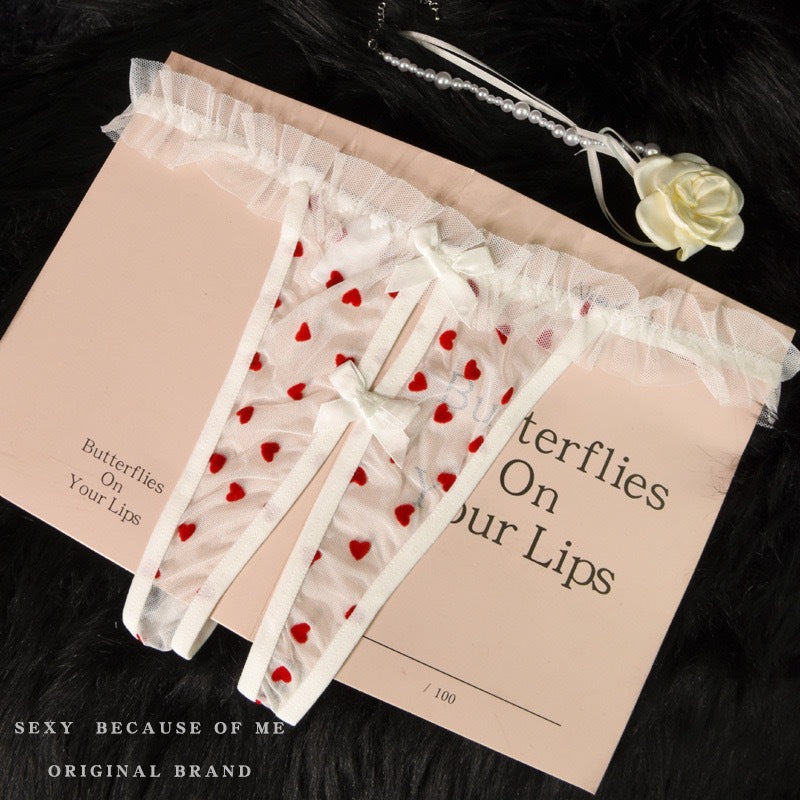 Heart-Patterned Mesh Panties