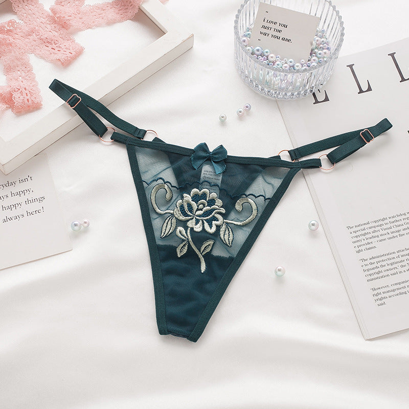 Embroidered mesh T-back
