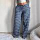 Women's Striped High-Waist Drawstring Wide-Leg Casual Trousers