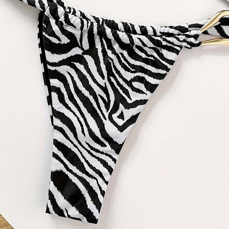 Leopard print sexy two-piece swimsuit striped bikini