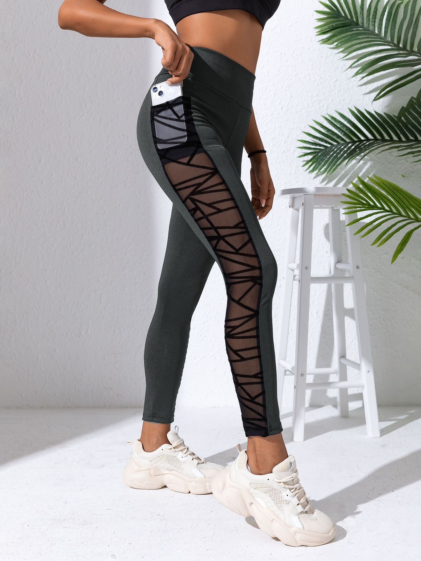 Women's High-Waist Color-Block Slim Fit Yoga Running Leggings