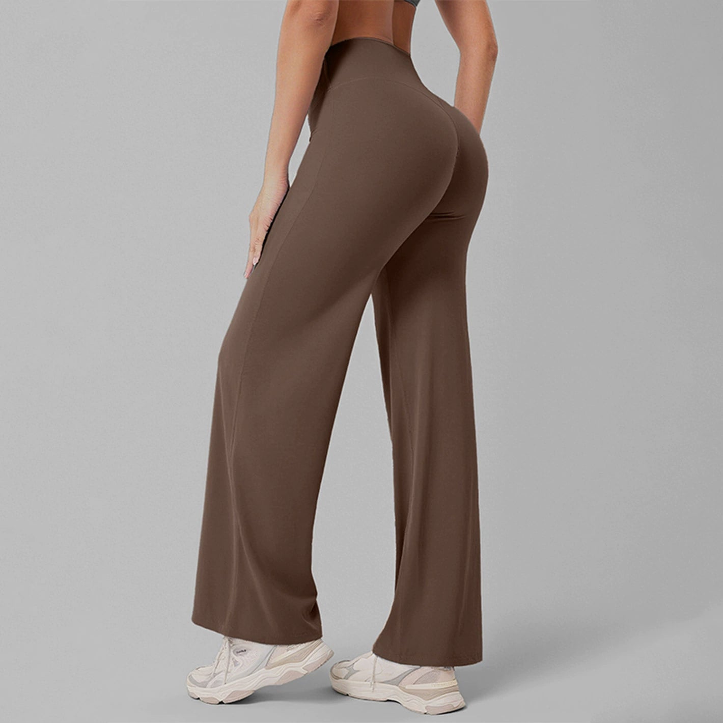 Women's High-Waist Straight-Leg Yoga Pants Breathable Ice-Silk Training Trousers