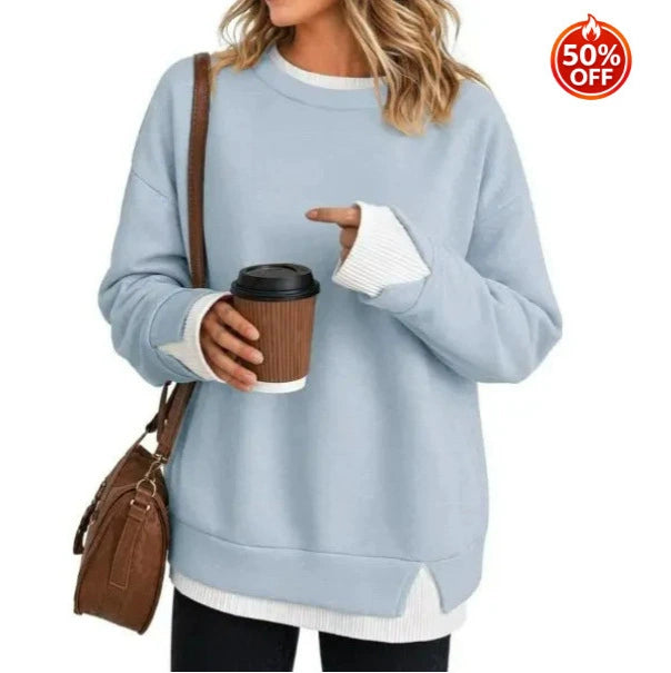 Women's Crew Neck Long Sleeve Relaxed Fit Pullover Sweatshirt