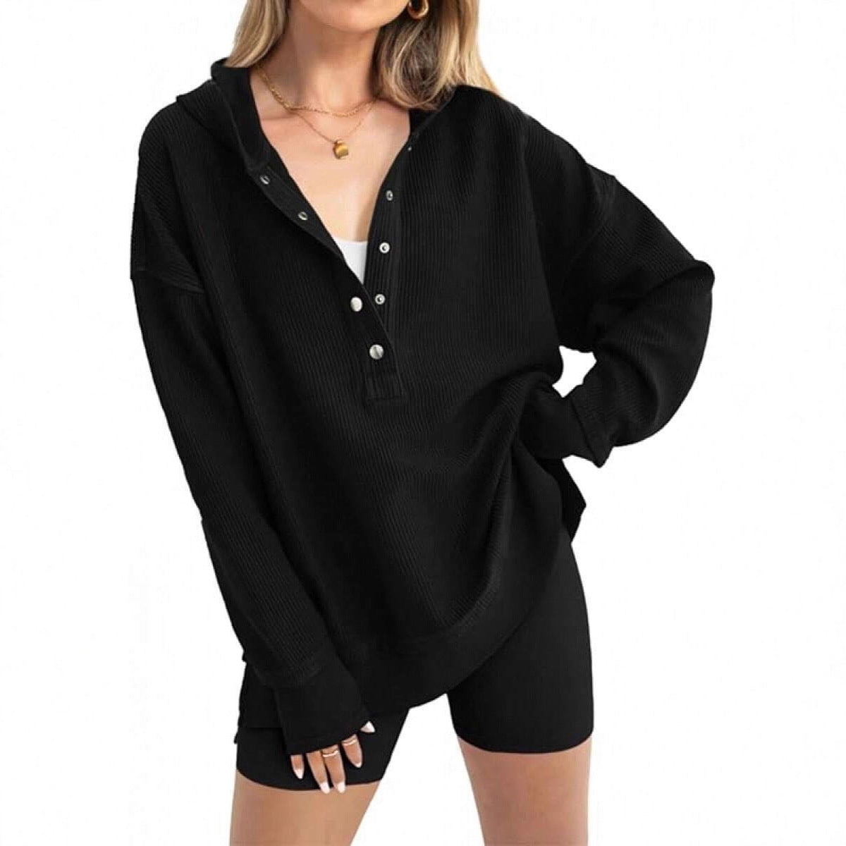 Women's Oversized V-Neck Pullover Sweatshirt
