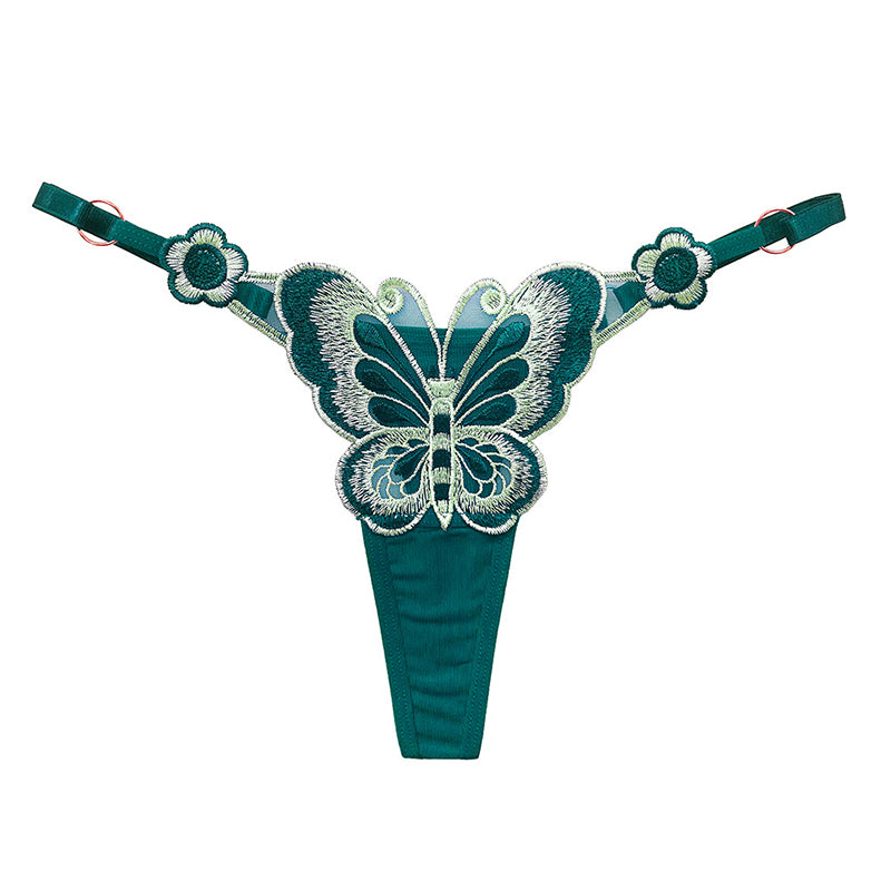 Butterfly embroidery thong