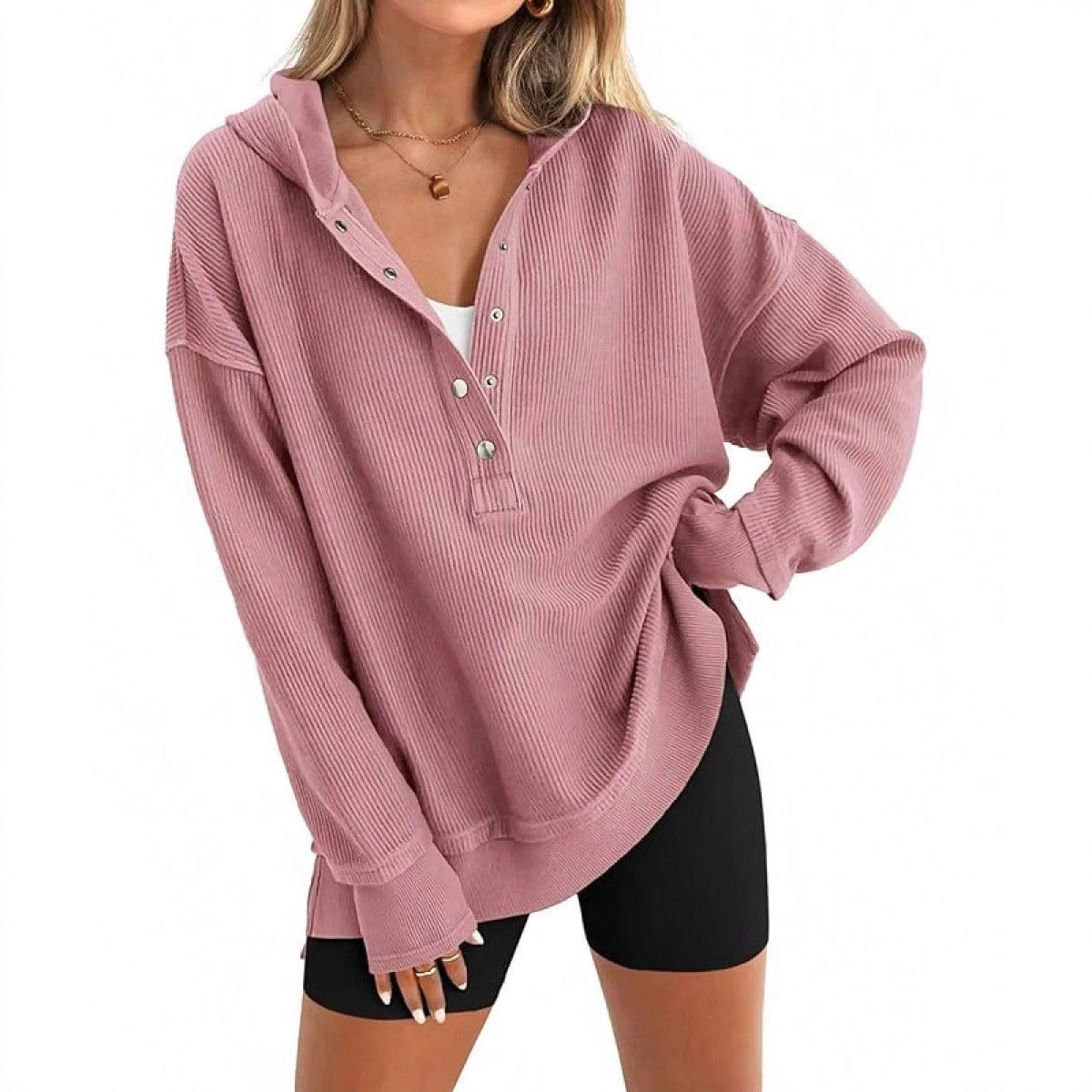 Women's Oversized V-Neck Pullover Sweatshirt