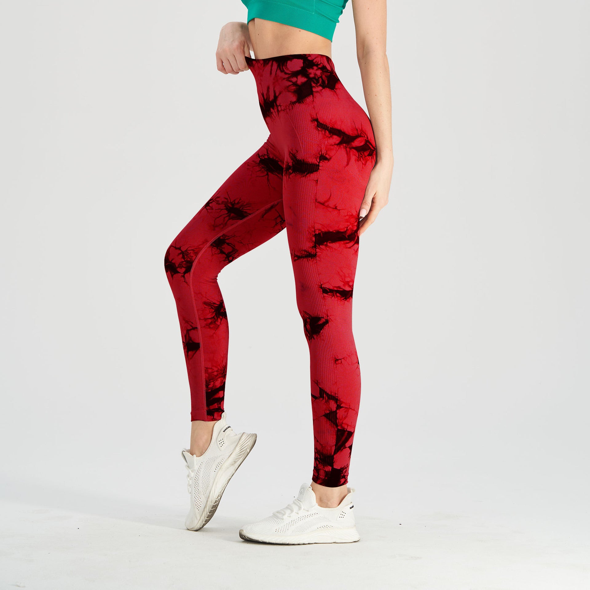 Women's High-Waist Tie-Dye Seamless Sports Running Leggings