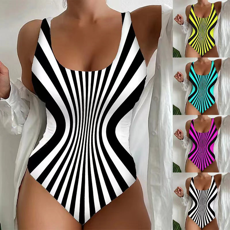 Sexy suspender striped bikini