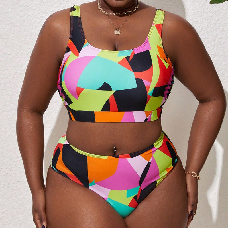 Printed Large Size Beach Swimsuit