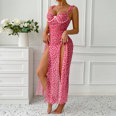 Pink Heart Long Dress Two-piece Set