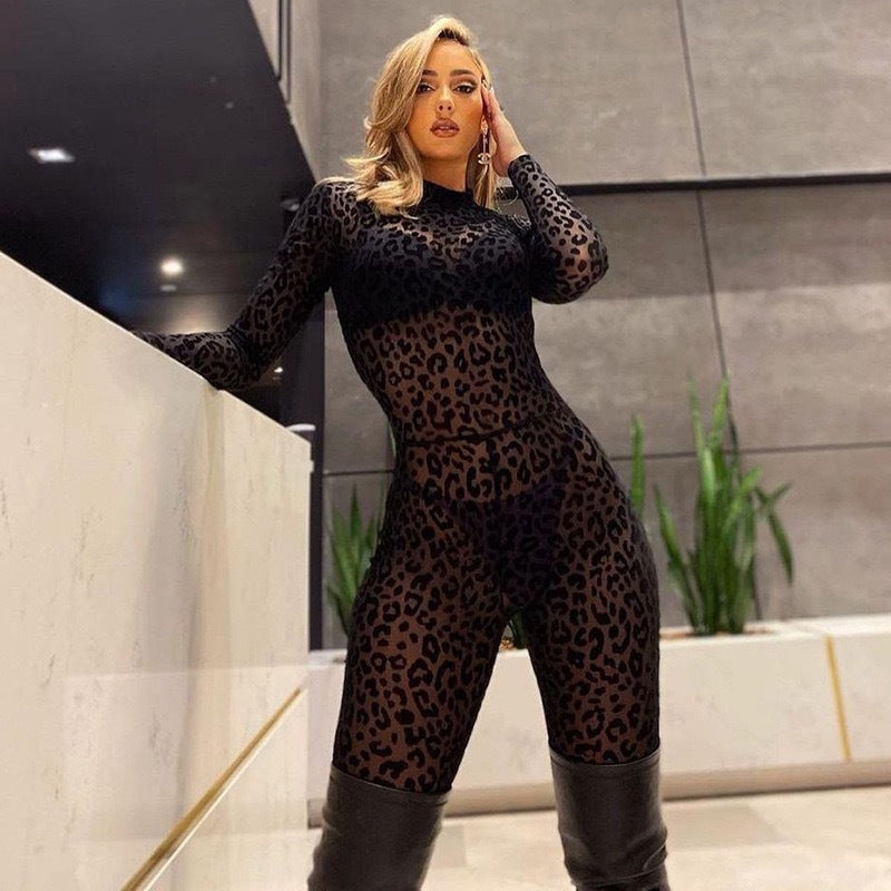 Leopard print sexy bodysuit