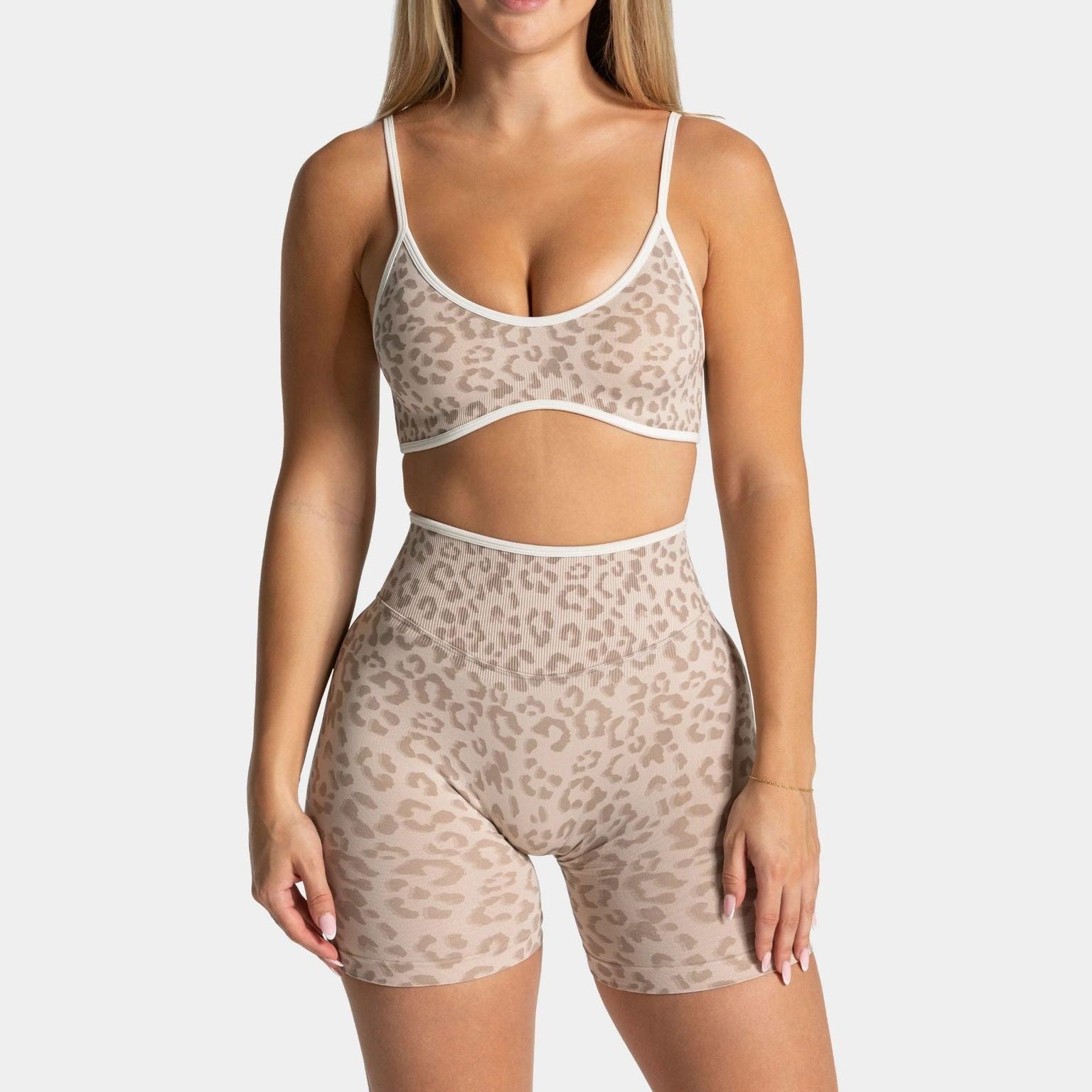 Seamless Leopard Print High Waist Workout Shorts