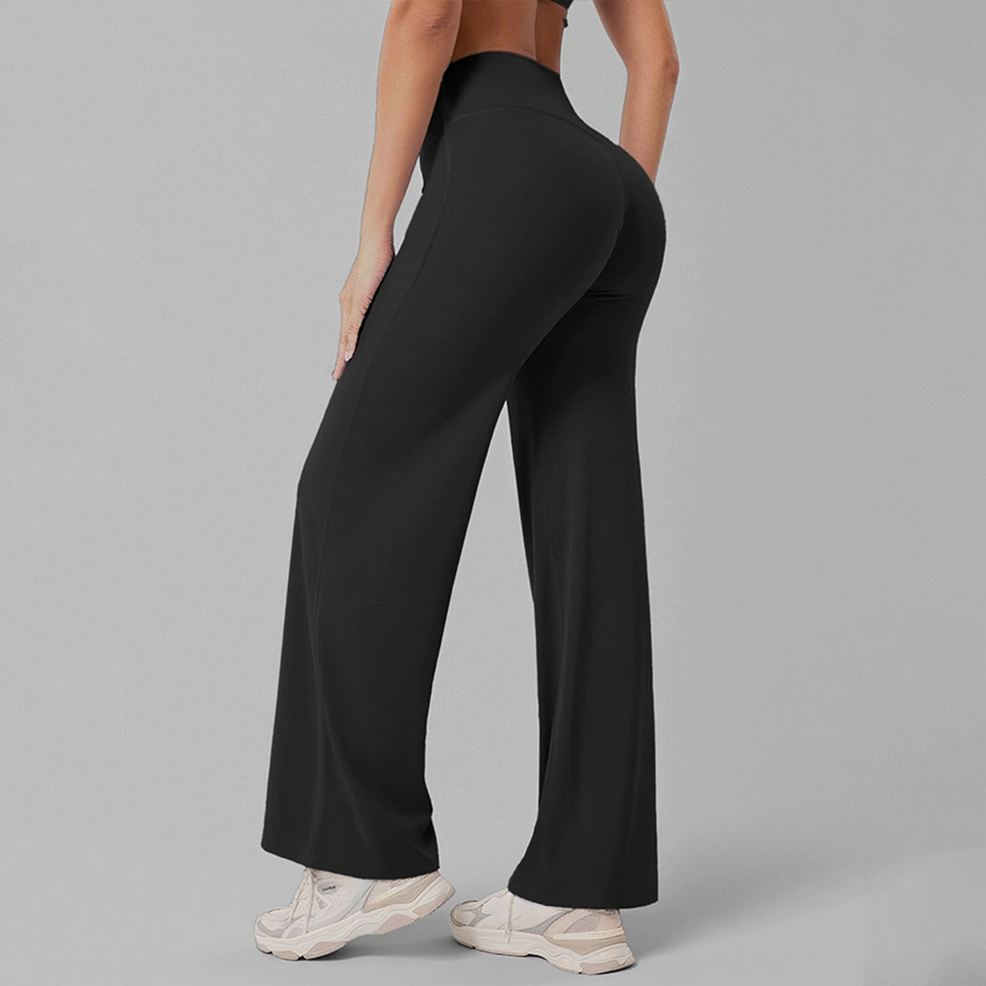 Women's High-Waist Straight-Leg Yoga Pants Breathable Ice-Silk Training Trousers