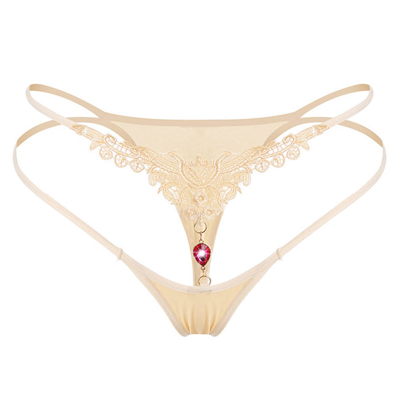 Sexy Ice Silk Thong with Diamond Embroidery