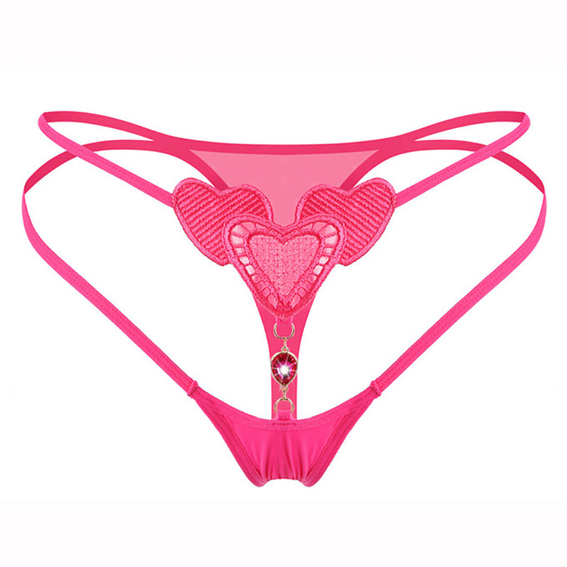 Transparent hollow ice silk panties with rhinestones