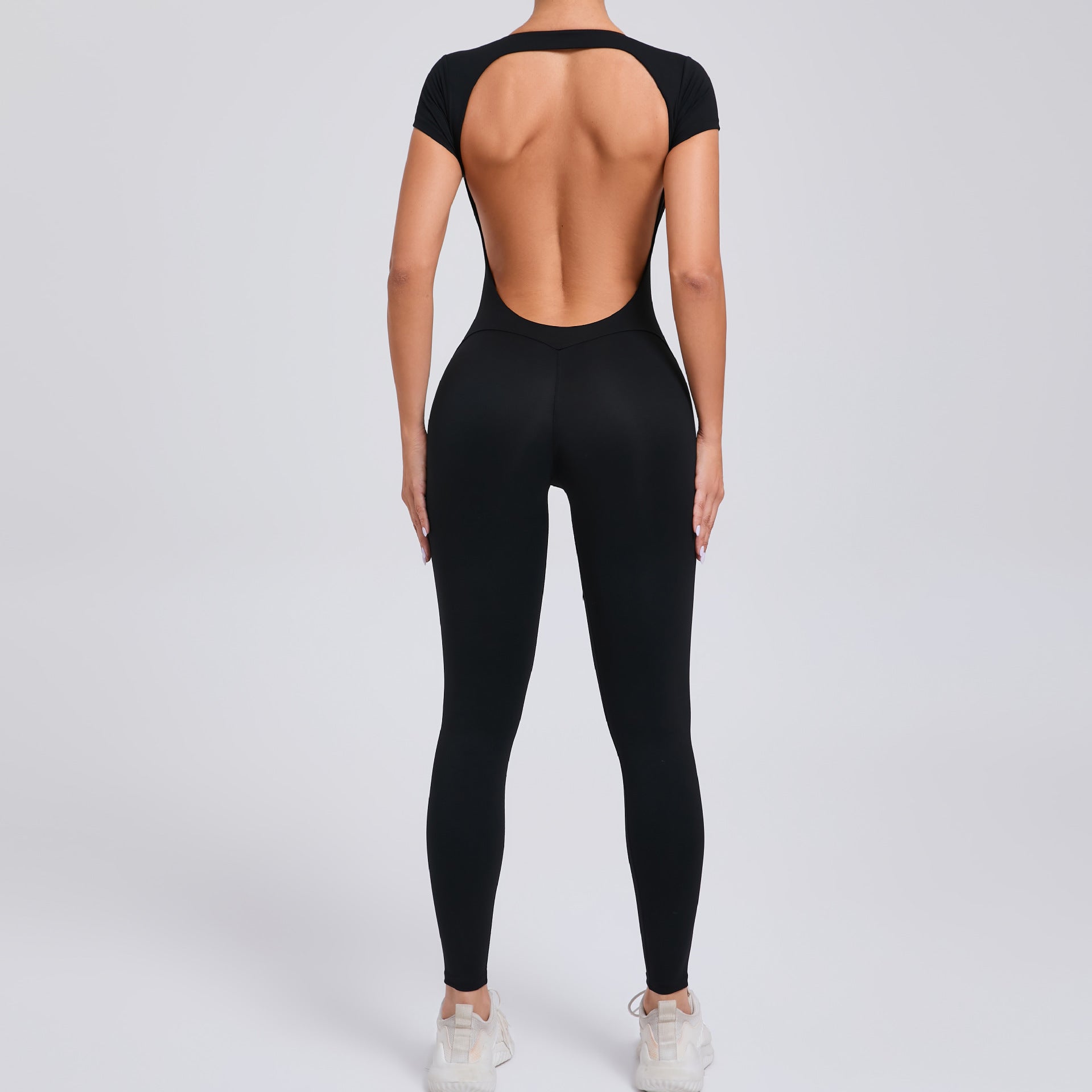 Women's Short Sleeve Backless Slim Fit Yoga Romper 89071