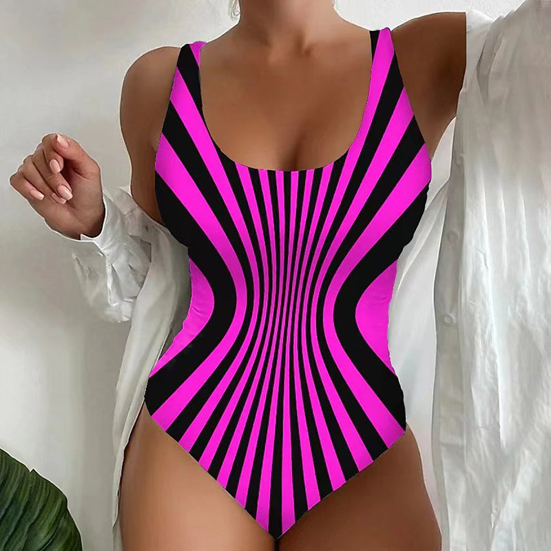 Sexy suspender striped bikini