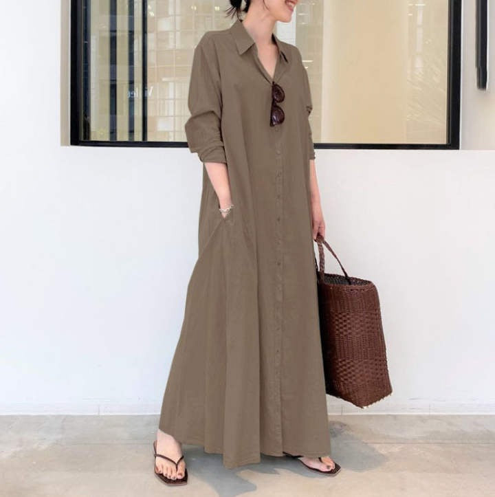 LunaEase™ Elegant Button Down Maxi Dress