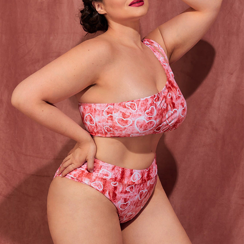 One-shoulder printed oversized swimsuit